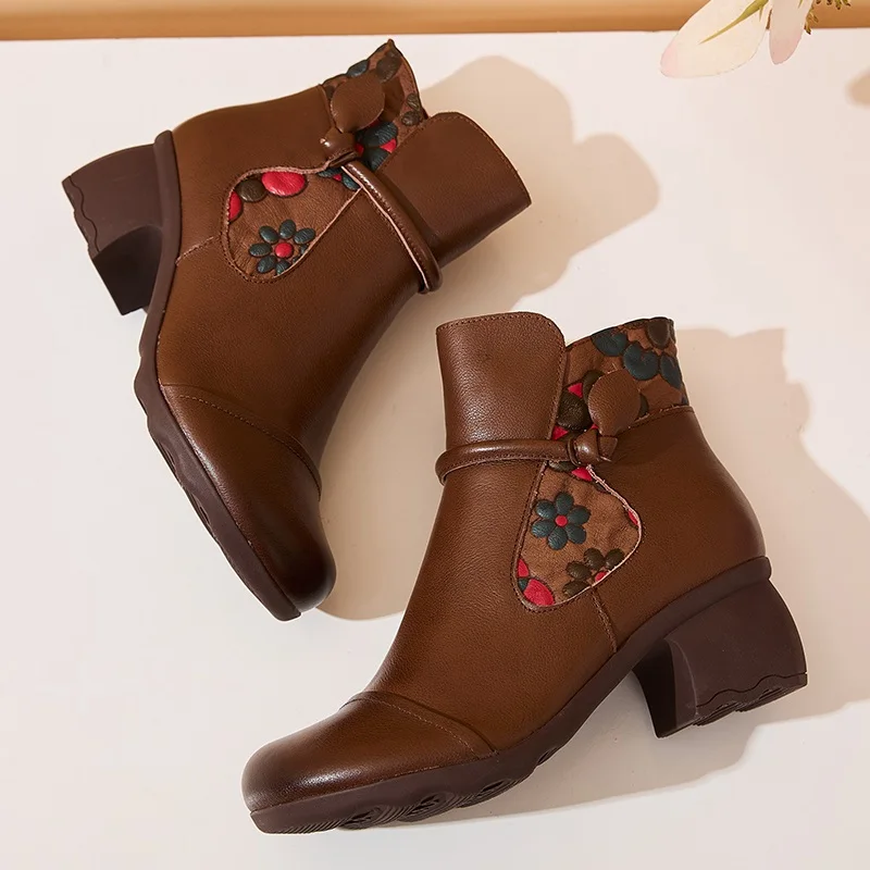 DRKANOL/2024 зимняя теплая обувь женские ботильоны на толстом каблуке короткие