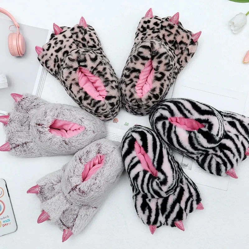 Plus size couples designer anime claw slippers 2022 news funny indoor cotton warm shoes for women slippers