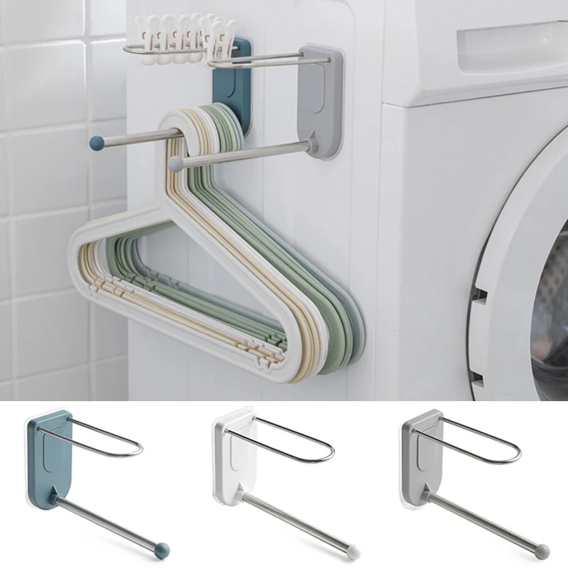 

Настенная вешалка для одежды, прищепка, стеллаж для хранения, клейкие U-образные полки, сушка белья, крючок из нержавеющей стали, Домашний Ор...