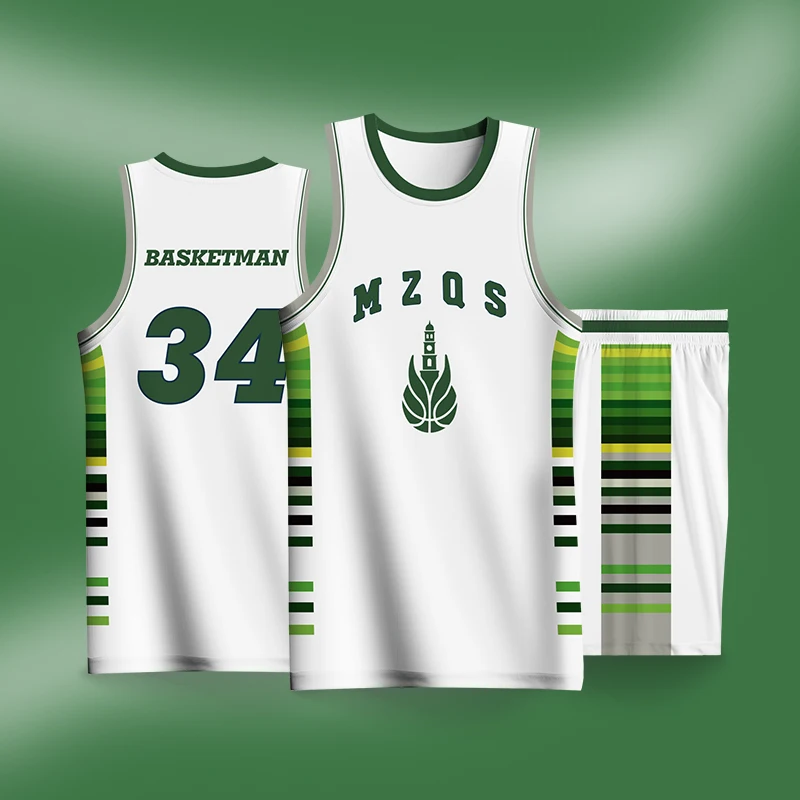 Full Sublimation Basketball Sets For Men Customizable Club Team Name Number Logo Prints Jerseys Shorts Fitness Training Unifroms