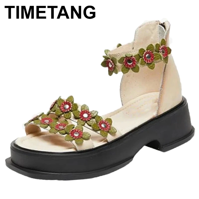 

2023 Classic Flowers Summer Fashionable Sandals Comfor Thick Sole Increase Sandals Roman Shoes Summer Women Sandals New