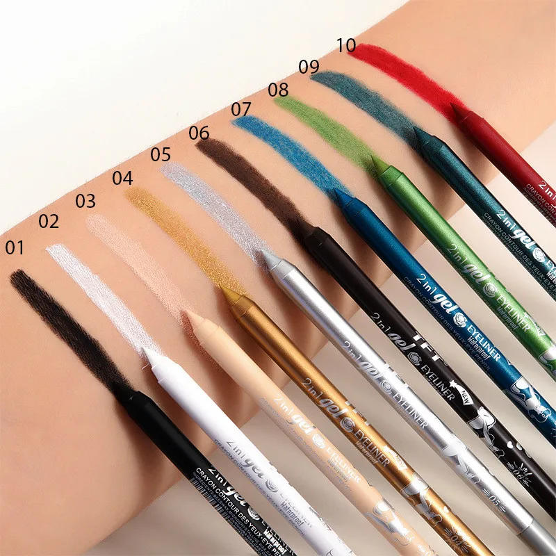 

10 Color Eye Liner Pen Lip Liner Colored Eyeliner Waterproof Makeup Tools Blue Red Green White Gold Brown Eye Cosmestics