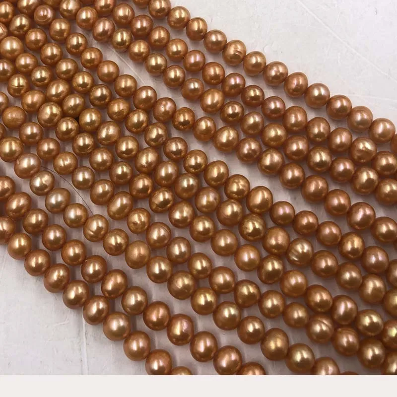 ELEISPL JEWELRY Wholesale  10 Strands 6-7mm Orange Freshwater Pearls Free Shipping #22000476-1