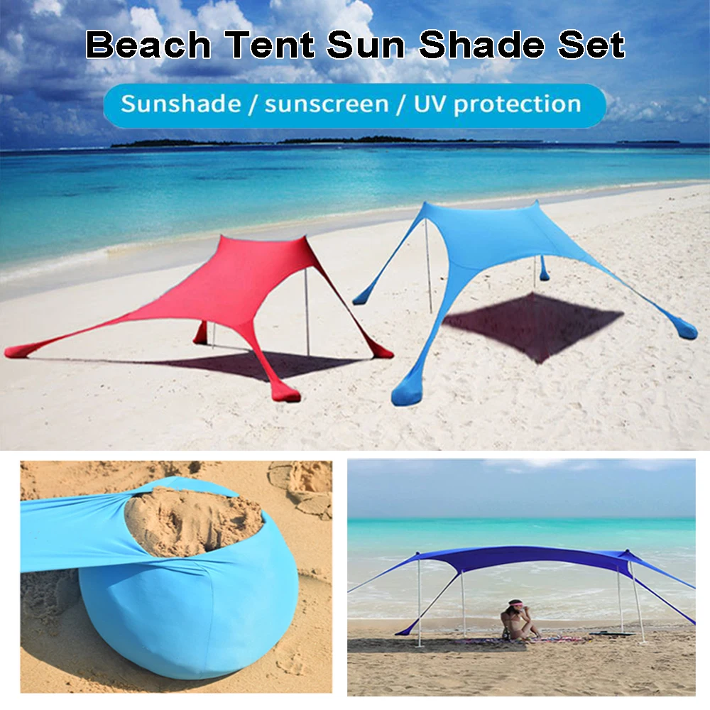 210X170X200cm Summer Beach Tent Anti-UV Shade Cloth Portable Waterproof Umbrella Sunscreen Outdoor Camping Large Family Canopy