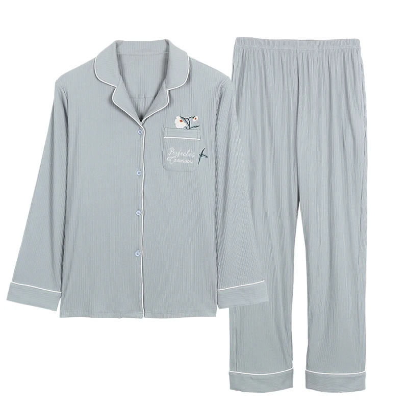 Дропшиппинг Женский пижамный комплект из 100% хлопка одежда для сна с длинным