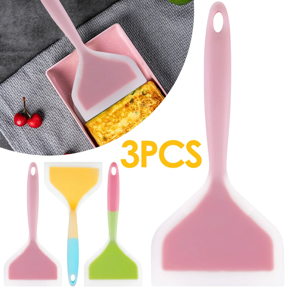 

3Pcs Silicone Spatulas Set Non-stick Silicone Cooking Spatula Heat-Resistant Turner Spatula Baking Scraper Spatula Kitchen Utens