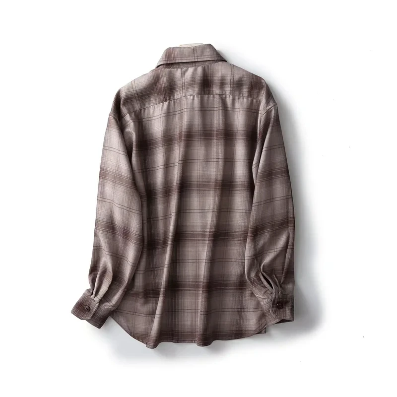 Jenny&Dave Japanese Style England Flannel Plaid Checked Vintage Loose Shirt Man Casual Blouse Man Tops