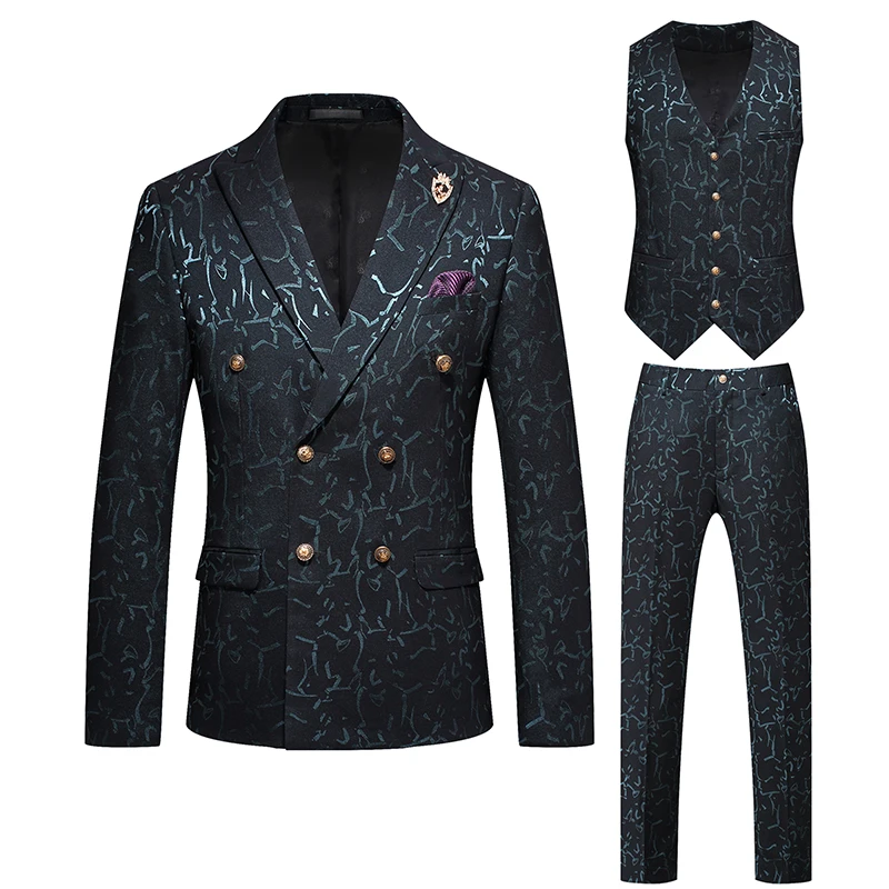 High Quality (Blazer + Vest + Trousers) Men's Simple Business Elegant Fashion Casual Work Party Slim Fit Three-piece Suit