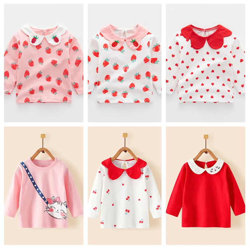 aliexpress.com - Kids Spring Wear Long Sleeve Cotton T Shirts Girls Cartoon Strawberry Print Children Tees Floral Autumn Tops