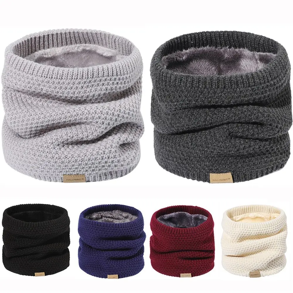 

Knitted Neck Gaiter Fashion Thickened Lining Keep Warm Ski Tube Scarf Face Cover Outdoor