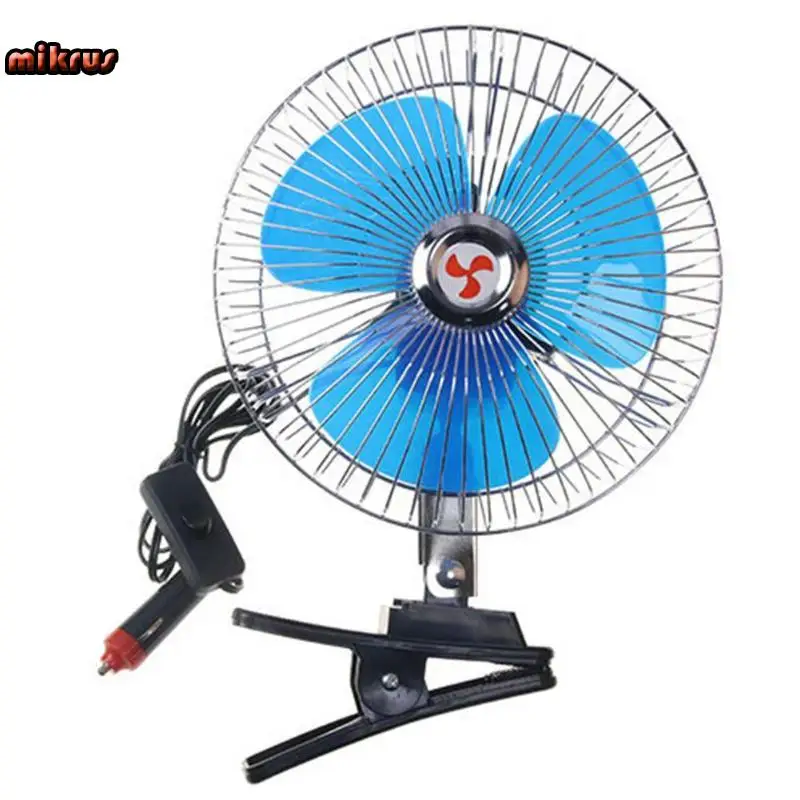 12V/24V Mini Electric Auto Car Fan Low Noise Summer Cooling Fan Truck Vehicle Strong Wind Air Cooler Conditioner