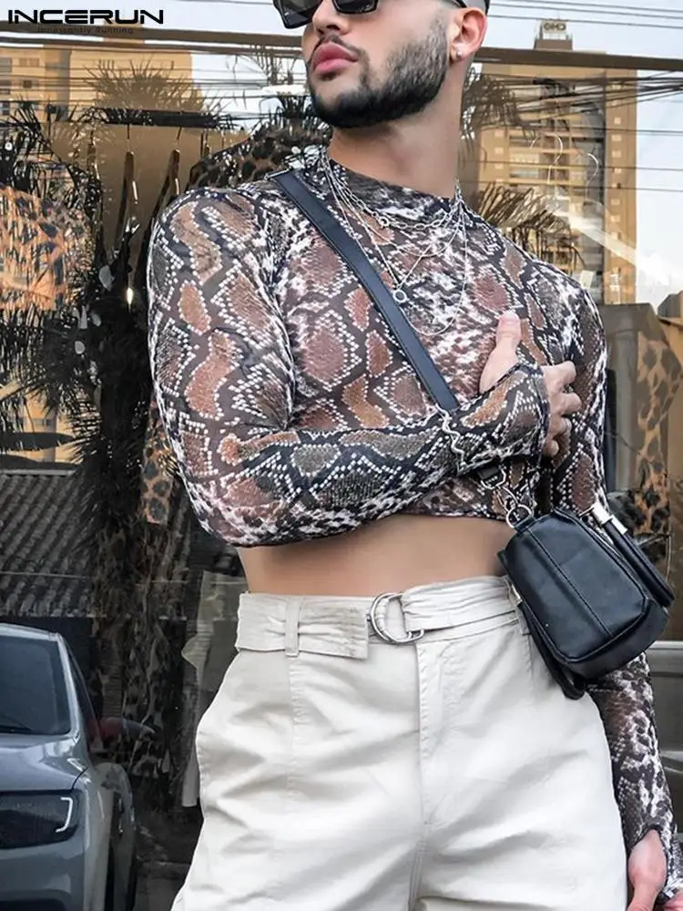 

INCERUN Tops 2022 American Style New Men's Fashion Camiseta Male Truncate Printing Pattern Short Long Sleeve Thin T-Shirts S-5XL