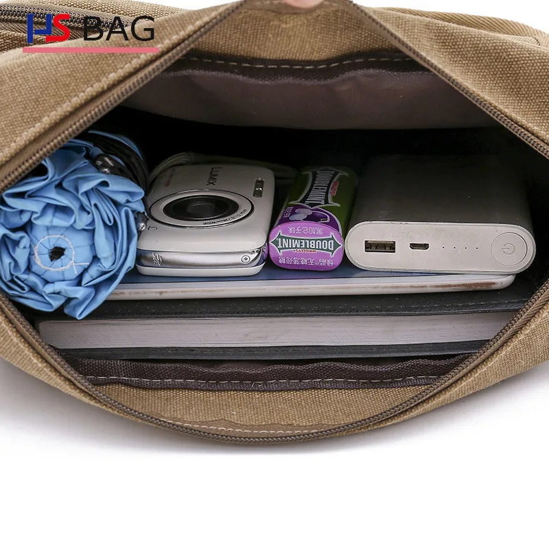 Мужская Холщовая Сумка через плечо с ручками и плечевым ремнём