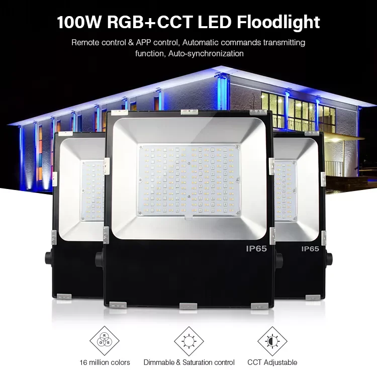 

NEW [Seven Neon]free shipping 2.4GHz Mi-Light Wifi Control 16 Million waterproof 100W RGB+CCT LED SMD flood light+controller