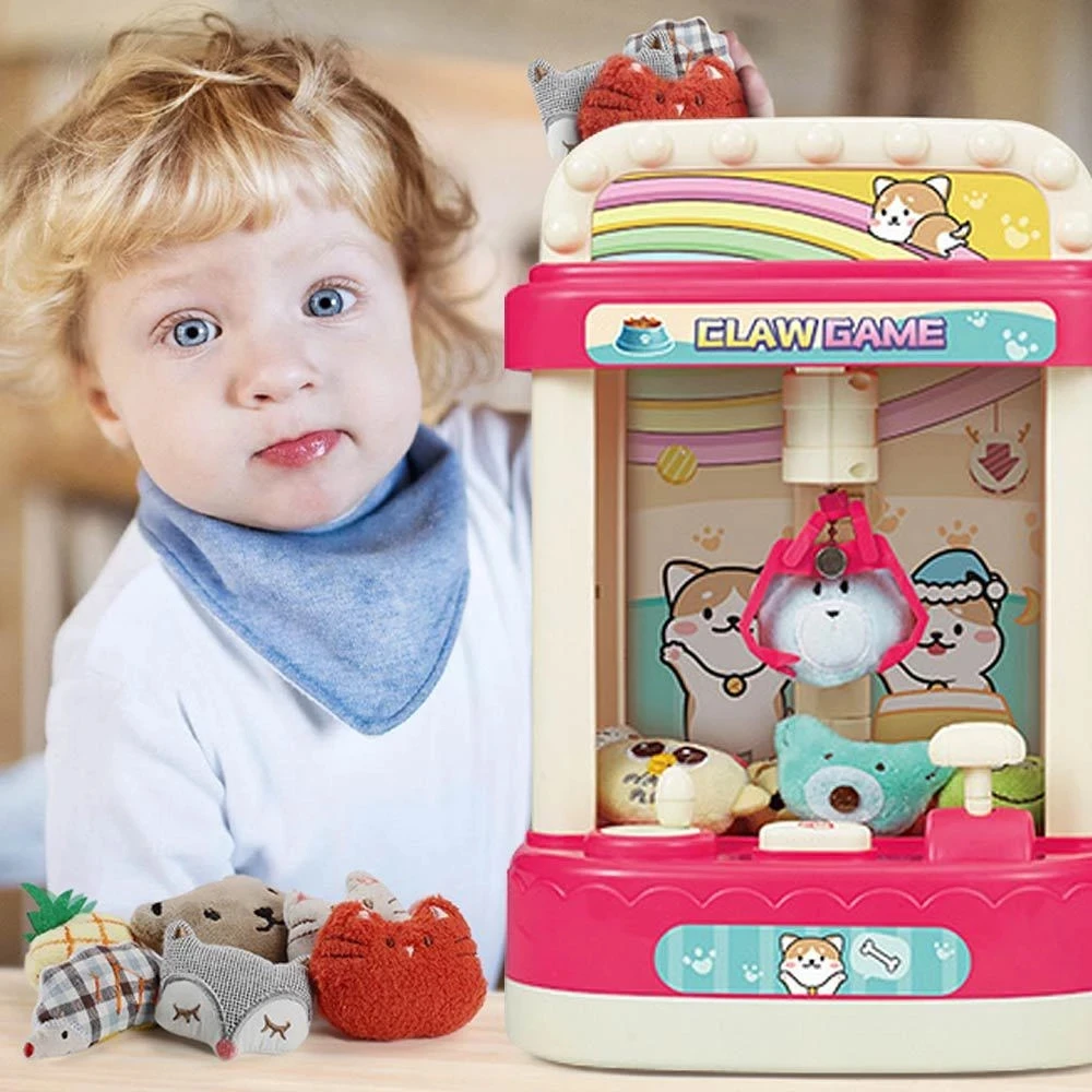 

Coin Operated Board Game Mini Claw Catch Toy Crane Machines DIY Doll Machine Kids Music Doll for Kids Birthday Toys Gifts