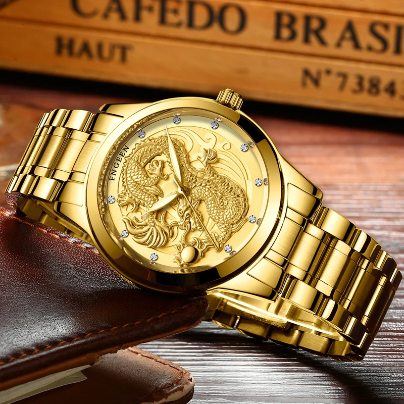 FNGEEN New Women Couple Watch Luminous Quartz Watches Men Waterproof Stainless Steel Strap Quality Gifts For Lovers Wristwatch