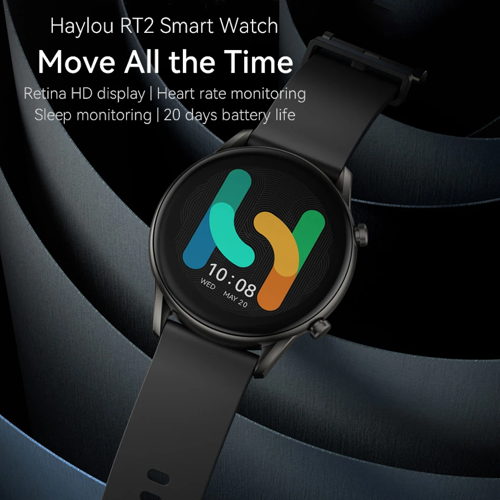 

Haylou RT2 smart watches IP68 Waterproof Blood oxygen monitor 12 Sport Models Heart Rate Monito Sleep monitor Custom watch face