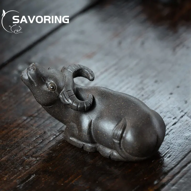 

Creativity Yixing Purple Clay Tea Pet Handmade Tea Toy Statue Zisha Buffalo Tea Pets Desktop Decoration Accessories Can Improve