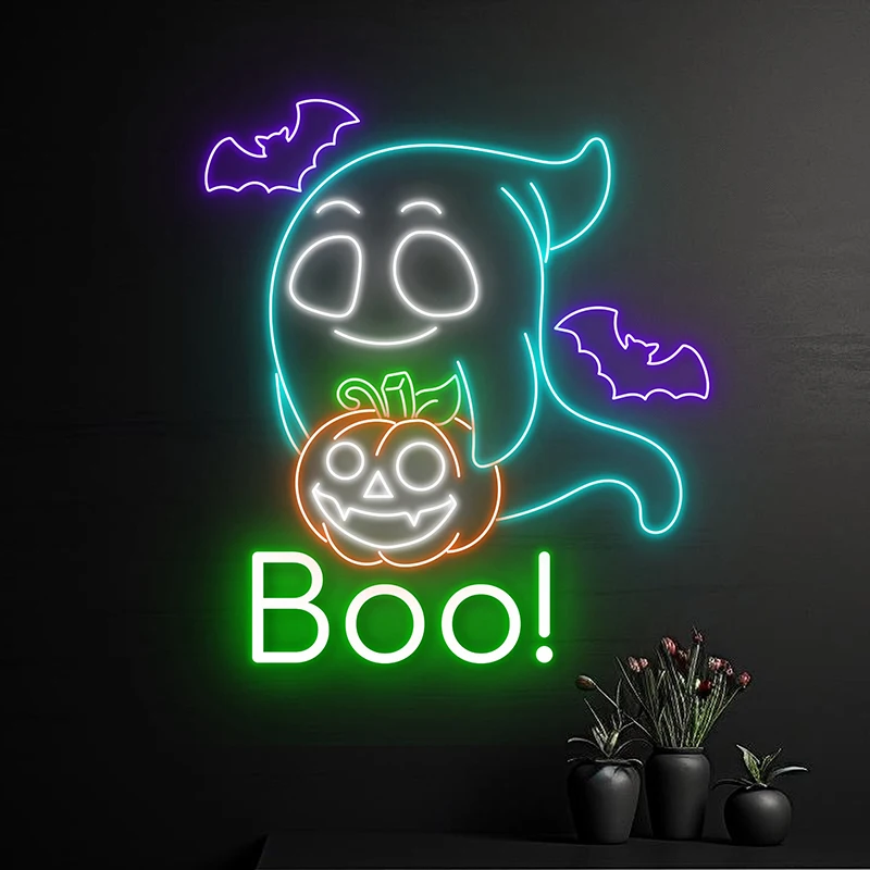 

Оригинальная дневная неоновая вывеска призрак тыква летучая мышь неоновые огни на заказ Счастливый Хэллоуин страшная настенная комната Домашний Декор светодиодные знаки