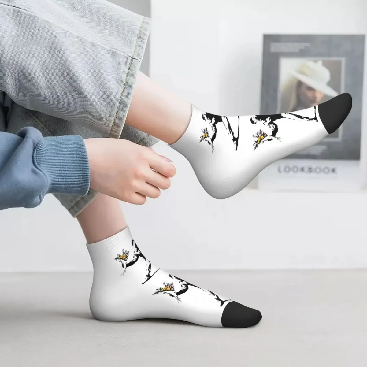 Женский трафарет-бомбер Rage Flower модные носки унисекс с 3D-принтом Бэнкси уличные