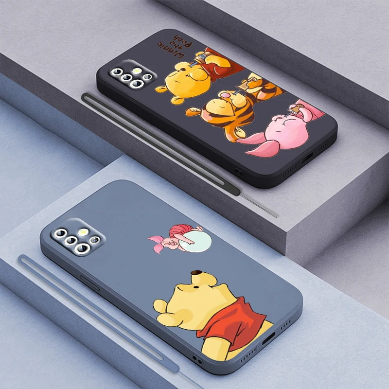

Winnie the Pooh For Samsung Galaxy A71 A51 A81 A91 A41 A31 A21S A11 A01 A50 A30 A20S 4G 5G Liquid Rope Phone Case Coque Capa
