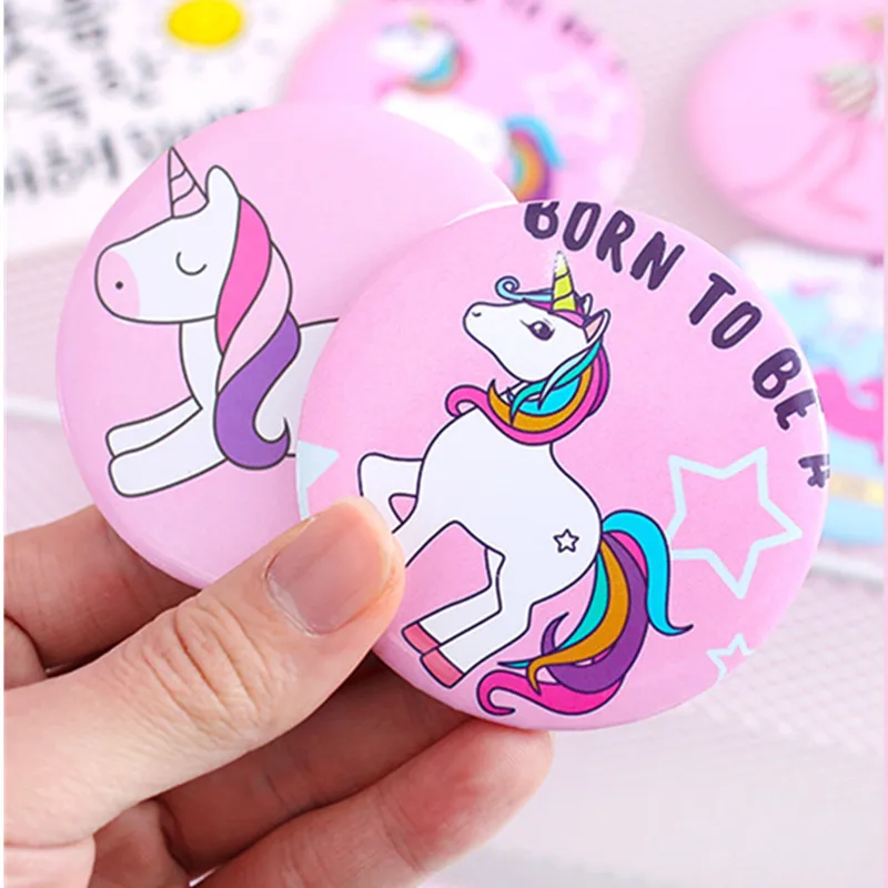 

PY54 Make Up Mirror Element Mini Cosmetic Mirror Round Women Round Mini Pocket Mirrors Cartoon Patterns Compact Makeup Tool