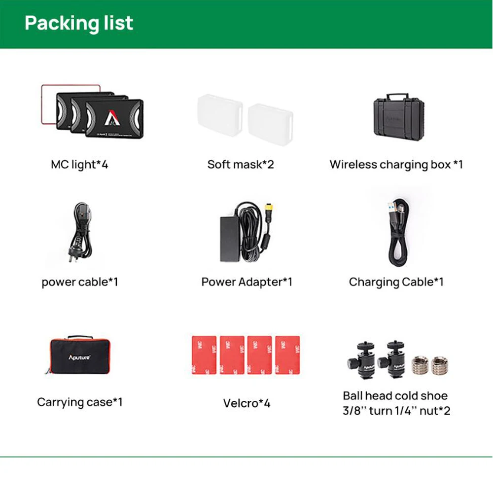 Aputure AL-MC подсветка RGBWW портативсветодиодный Светодиодная лампа с режимами HSI/CCT/FX