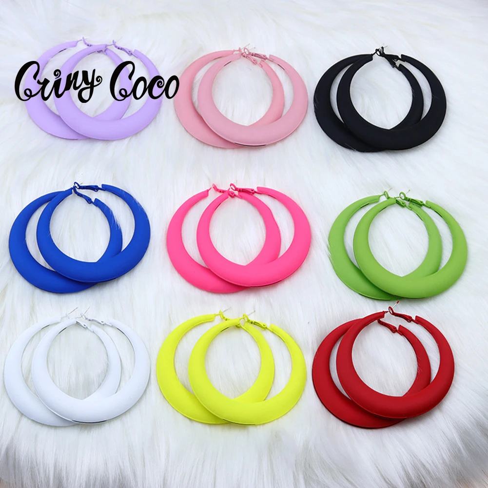 

Cring Coco Women Big Earrings 2023 Hoop Earring Korean Fashion Pink Blue Alloy Earings Jewelry y2k Accessories for Women Gifts