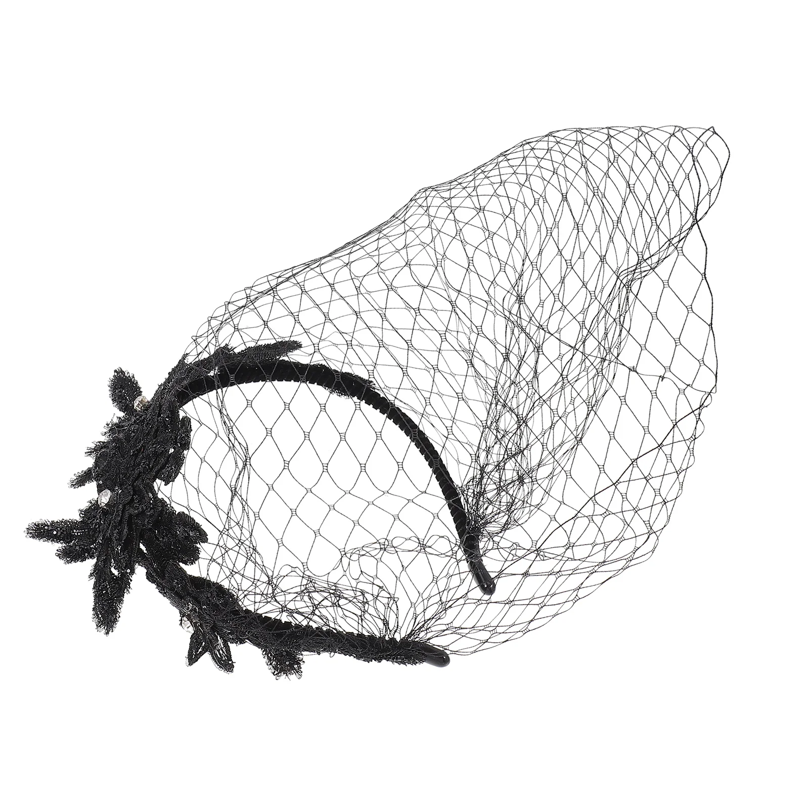 

Mesh Veil Headband Bridal Wedding Veil Fascinator Mesh Headband 1920s Fascinator Veil headband Veil Hair Accessory Black