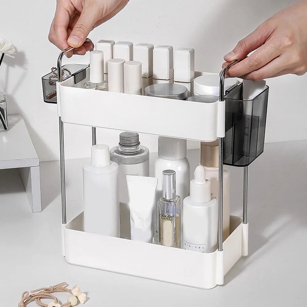 

Bathroom Countertop Organizer Double-tier Makeup Storage Rack Kitchen Worktop Spice Bottle Stand