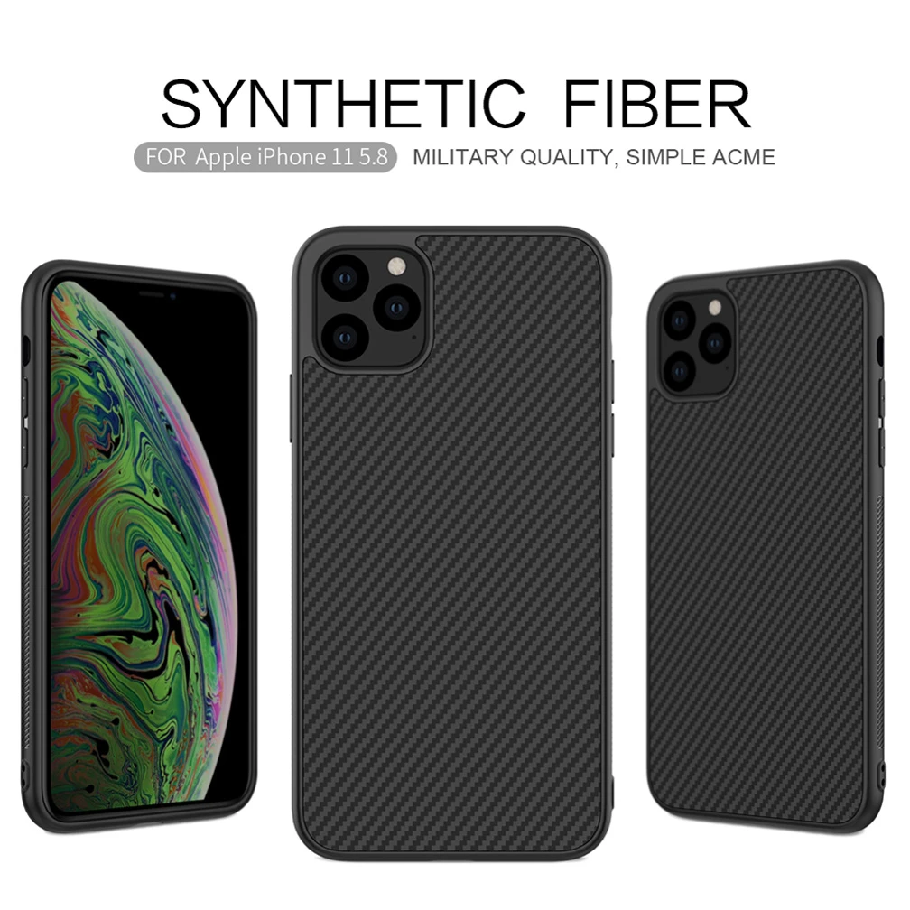 

RYWER for IPhone 11 Case Nillkin Synthetic Fiber Carbon PC Back Cover Ultrathin Slim Phone Case for IPhone 11 Pro Max Cover