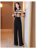new spring and autumn office lady fashion casual plus size brand female women girls long sleeve patchwork jumpsuits clothing