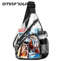 heavy duty clear pvc crossbody sling bag with adjustable strap waterproof transparent cross body chest sling backpack