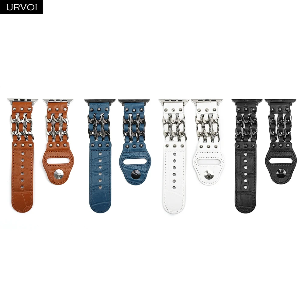 Ремешок URVOI для Apple Watch ultra series 8 7 6 SE5432 ремешок из натуральной кожи iWatch дизайнерский