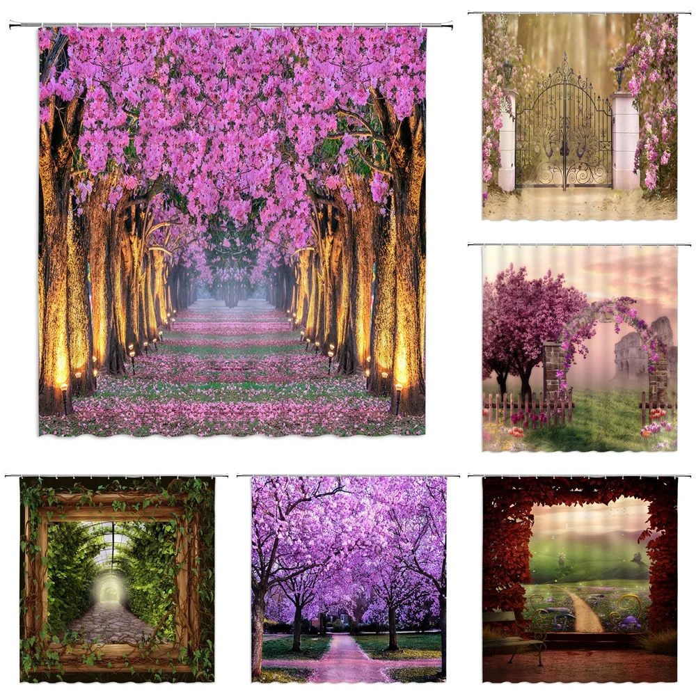 

Fantasy Mushroom Shower Curtain Fairy Forest Tree Gothic Panel Jungle Green Zen River Trippy Bathroom Decor Fabric Set Polyester