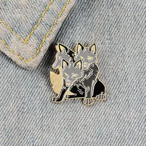 10 PCS / LOT Fluffy Enamel Pin Custom Cartoon 3-Headed Dogs Brooches Bag Clothes Lapel Pin Fun Philosopher's Stone Badge 