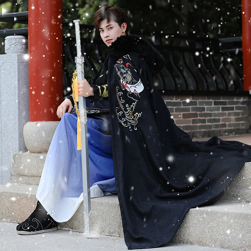 Оригинальная зимняя мужская фотоплащ 2023 Китайская традиционная накидка с