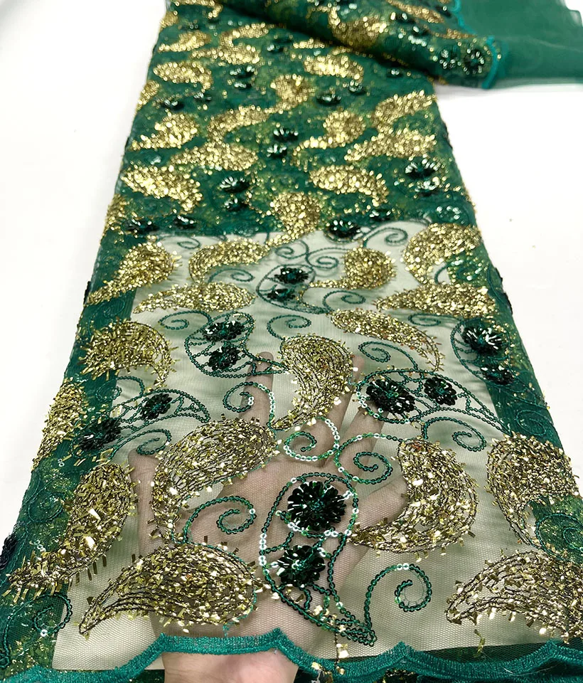 

Sequins Tulle Lace Green African Sequence Lace Fabric 2023 High Quality Nigeria French Mesh Net Lace Fabric Bridal Wedding Dress