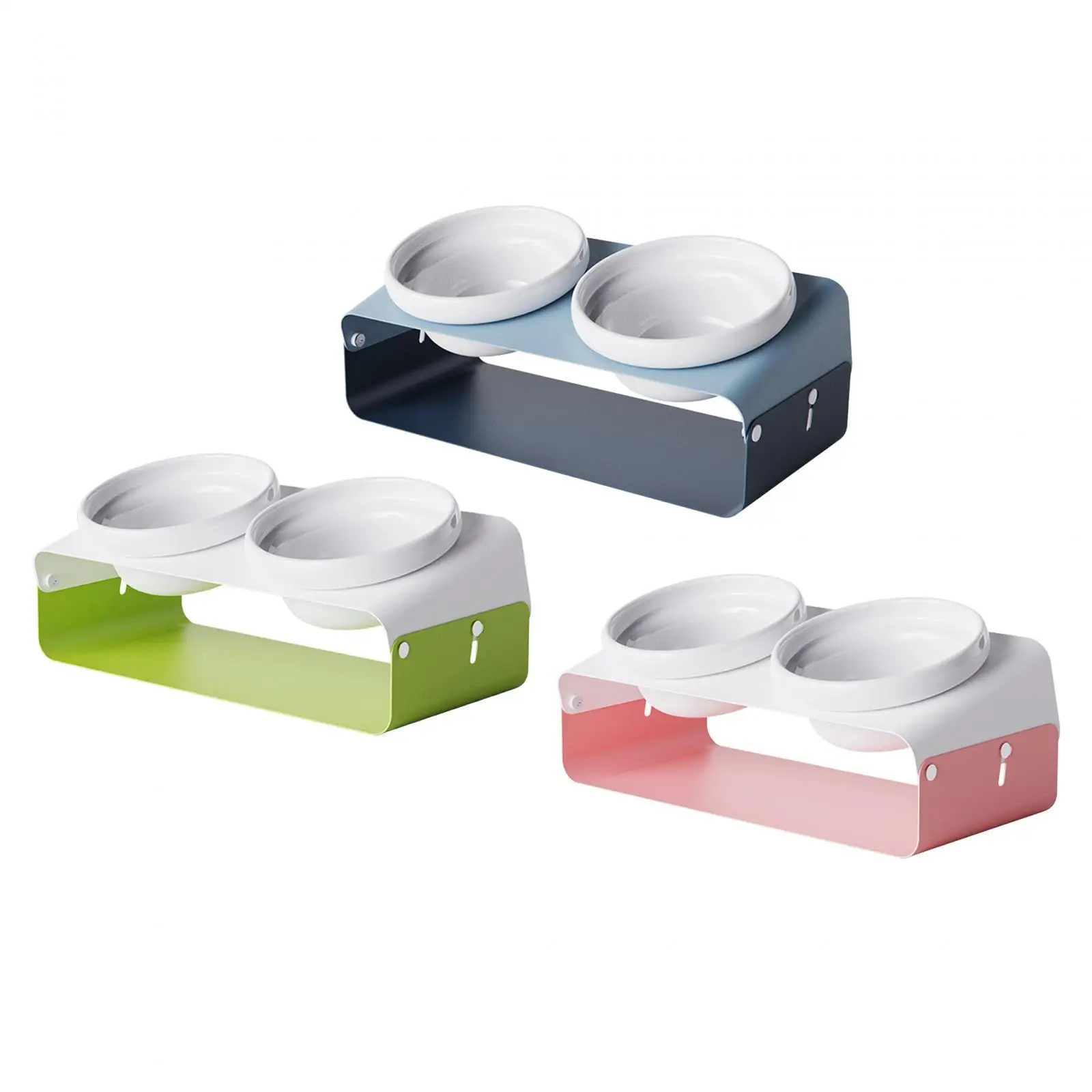

Pet Food Feeder Raised Feeding Dish Adjustable Double Bowls Cat Dog Bowl Neck Protective Bowl for Small Dogs Kitten Puppy