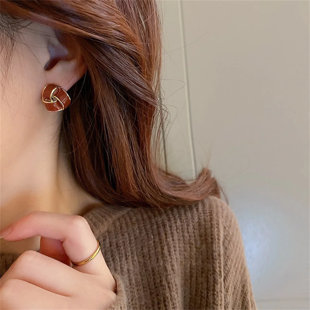 

925 Silver Needle Geometric Oil Earrings Niche Creative Personality 2021 Korean Fashion Jewelry Girls Elegant Accessories