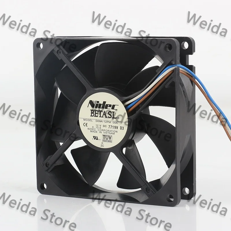 Фото Новый оригинальный вентилятор охлаждения Nidec DC12V 0.10A AC EC 9025 D09A-12PM 05A 9CM для корпуса/процессора, ультратихий, 90X90X25MM, трехпроводной №2