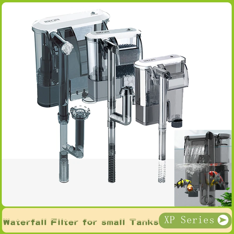

Waterfall Filter Aquarium Skimmer Small Fish Turtle Tank Oil Film External Hang On Air Water Pump Uv Lamp Spong Filter Cleaning