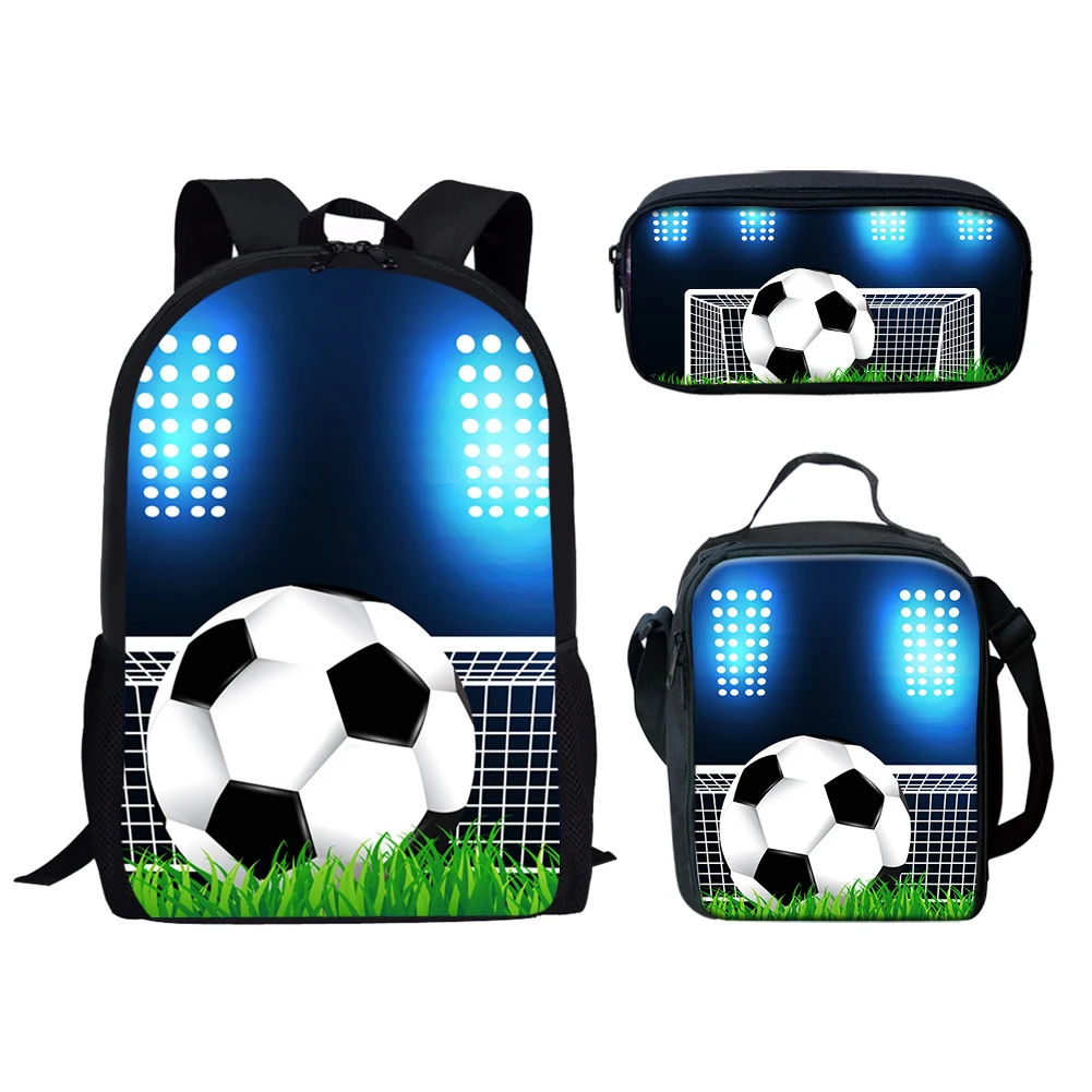

FORUDESIGNS Cool 3D Football Print Boys Backpack 3pcs Set Kids School Bookbag Teenagers Child Casual Daypack Mochila Escolar Hot