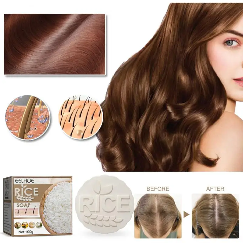 

Eelhoe Rice Essential Shampoo Soap Head Care Soft Clean Anti-dandruff Nourish Hair Gentle Hair Growth Shower Gel Facial Cleanser