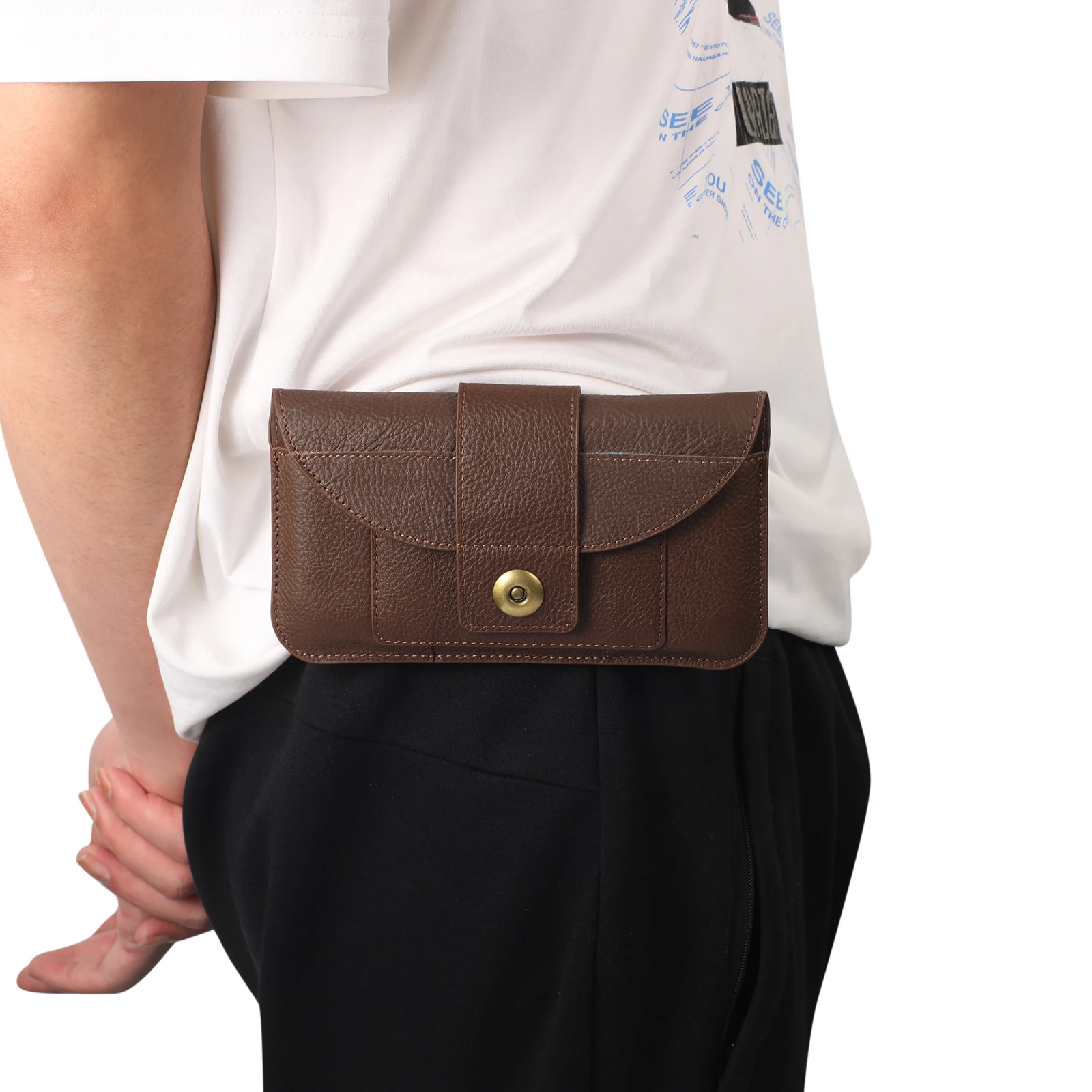 Мужская поясная сумка из натуральной кожи с зажимом для ремня телефона чехол Oppo