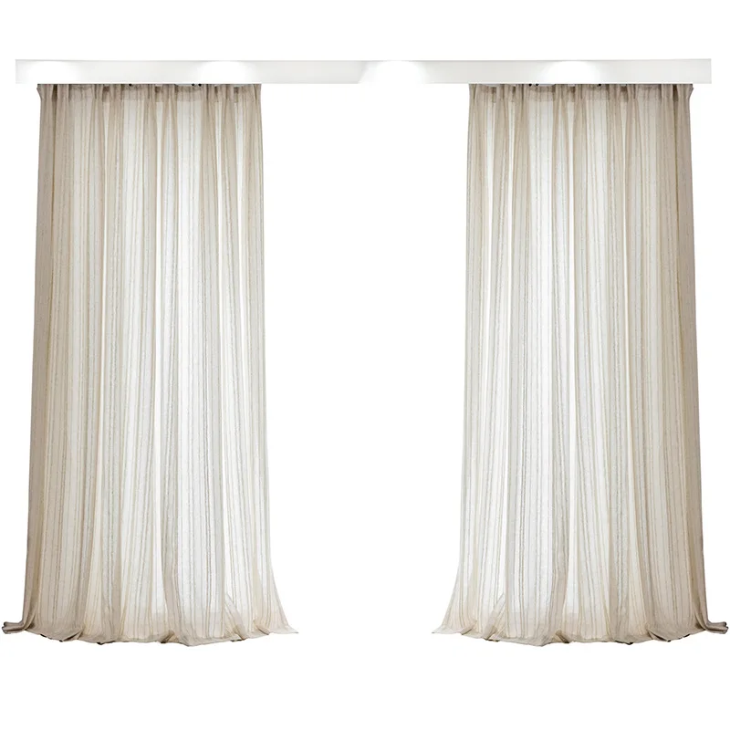 Pure Linen Window Screen Retro Cotton Nordic Famous Stripes Simple Kitchen Bedroom Living Room Sheer Curtains |