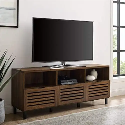 

Slatted Wood TV Stand for TV's up to 80" Universal TV Stand for Flat Screen Living Room Storage Cabinets and Shelves Ent