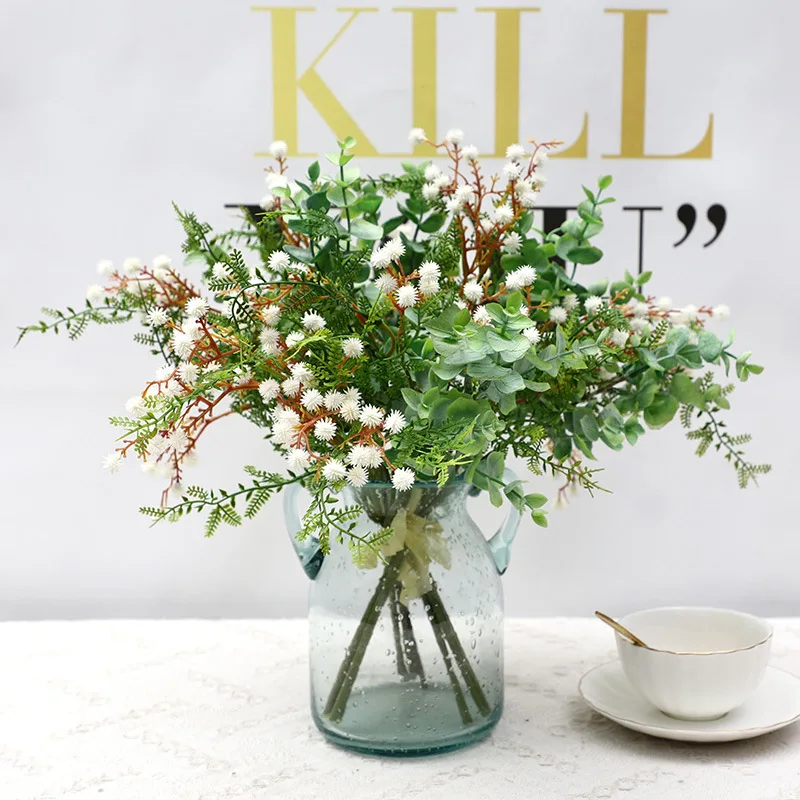 

Artificial Plant Eucalyptus Leaves Plastic Green Plants Fake Eucalyptus Leaves DIY Home Wedding Forest Style Decorations