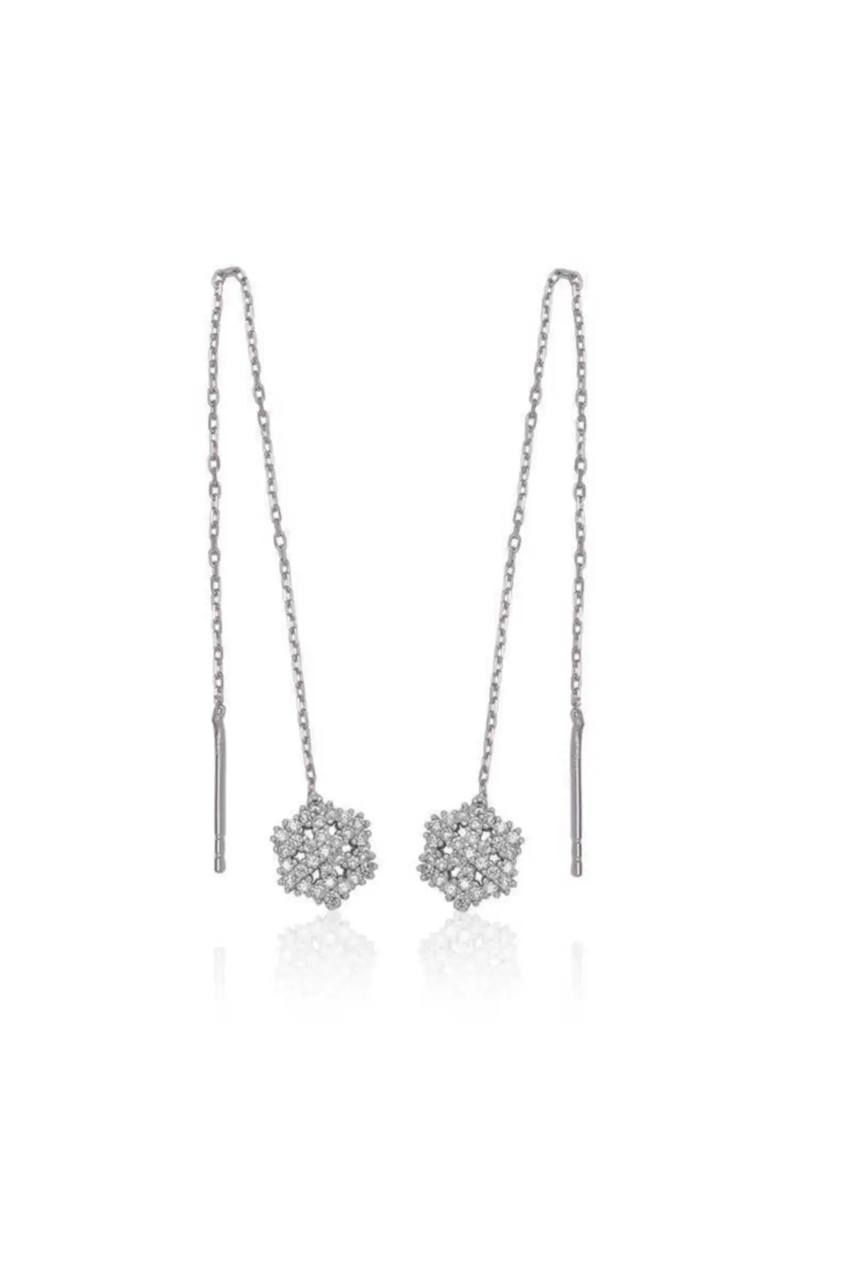 

Women Silver Chain Snow Flake Earrings
