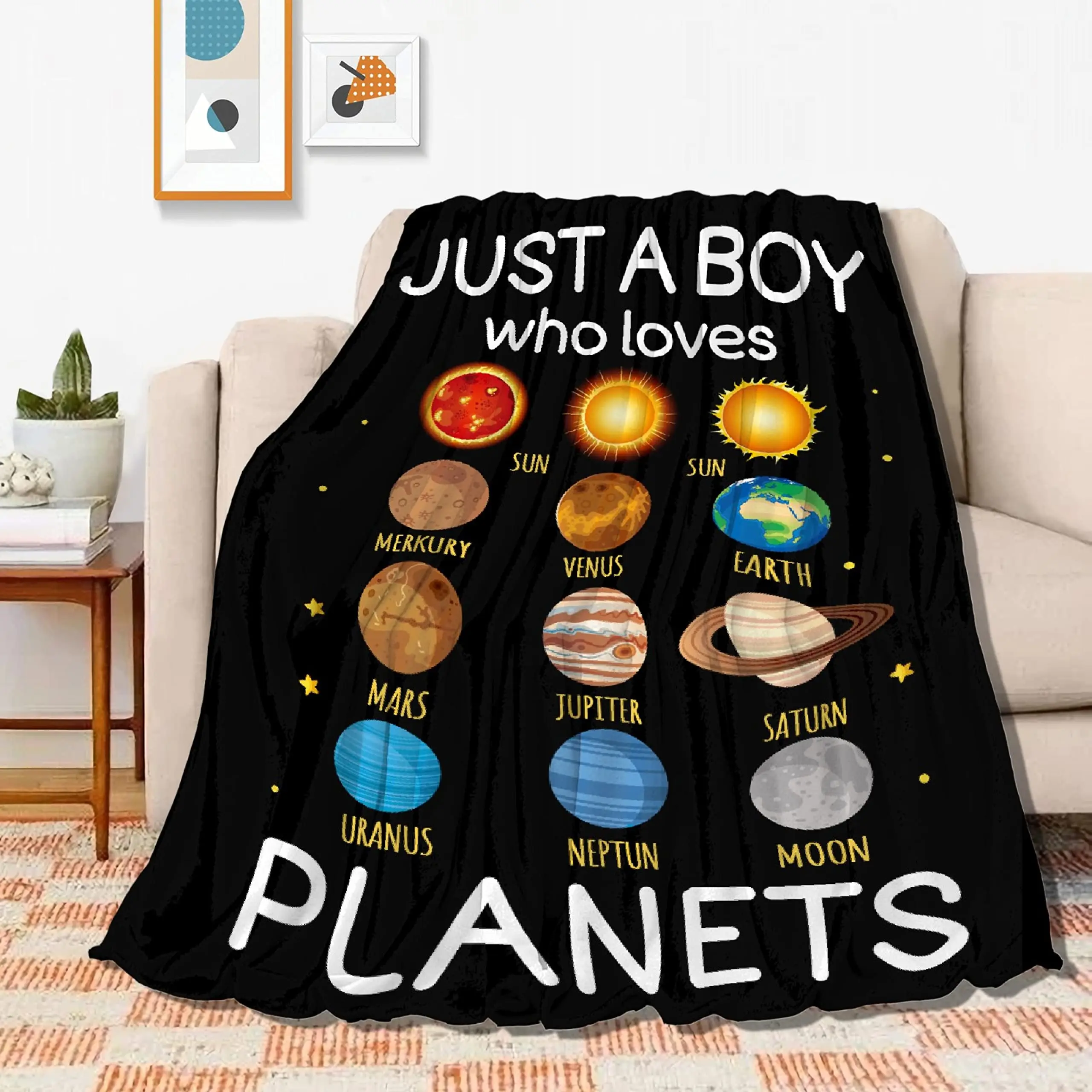 

Throw Blanket Just A Boy Who Loves Dinosaur Super Soft Cozy Lightweight Quilt Blanket for Bed Gift All Season Microfiber Flannel